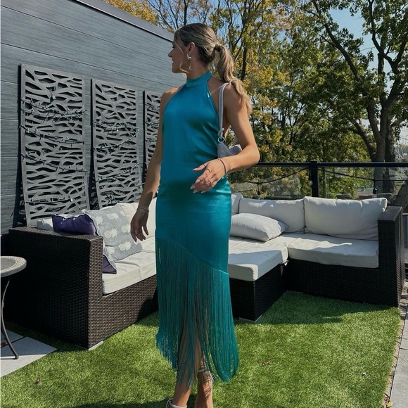 Zara | Dresses | Zara Frinted Satin Effect Halter Dress Sea Green 29801 |  Poshmark
